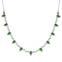 Sterling Silver Green Crystal Dangle Necklace
