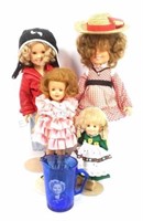 (5) Assorted Plastic & Glass Dolls, Shirley Temple