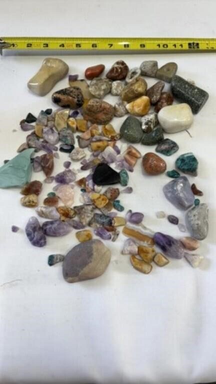 Assorted polished and raw stones