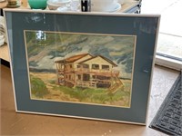 Watercolor Beach House, Signed