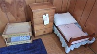 Childrens four drawer doll chest, antique doll