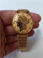 France Goldtone Coin Watch