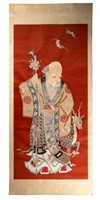 Antique Chinese Silk Wall Panel Depicting Scholar