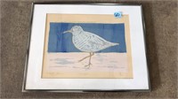 SAND PIPER SIGNED FRAMED BIRD ART