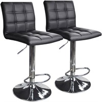 Leather Adjustable Bar Stools with Back,Set of 2