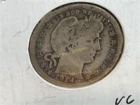 1914 D BARBER SILVER QUARTER