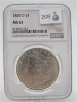 1883 O MORGAN SILVER DOLLAR NGC MS63