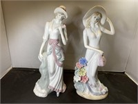 2 Vintage 12" Porcelain Ladies