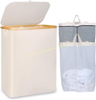 Laundry Basket 150L - Bamboo Handle, Beige