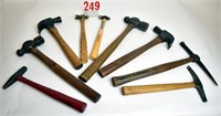 9 assorted hammers