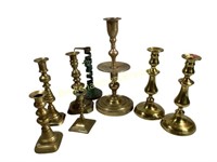 Eight Brass Candlesticks