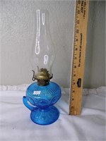 Antique Blue Glass Oil Lamp