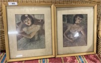 Pair of Signed Ballerina Pastel Framed Art.