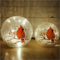 Crackle Glass Cardinal Lamp Battery Lamp