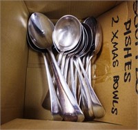 Group early silver plate cutlery