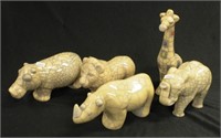 Five various South African ceramic animals