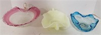 Various Art glass bowl lot 3ct