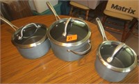 Cooks 3 pc set cooking pans with lids