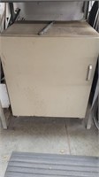 Metal rolling cabinet with welding gloves &misc