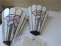 Pair Stained Glass Wall Sconce Light Fixtures