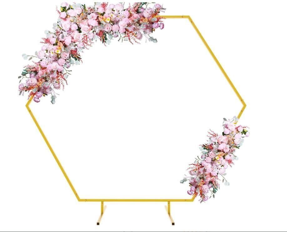 7 5FT x 6 9FT Hexagonal Wedding Arch  Gold