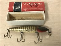 Vintage Wood Lure with glass eyes - mismatched box