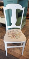 White Painted Chair w/Needlepoint Seat