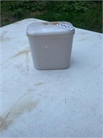 White Glass container with lid- Fireking?