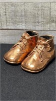 Pair Of Vintage Coppered Keepsake Baby Shoes