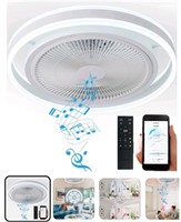 Ceiling Fan w/Light Flush Mount Bluetooth Speaker
