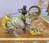 Portuguese Ceramic Elephant & Tiger Battle