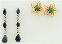 14K Gold Earrings w/1.7 ctw Sapphires