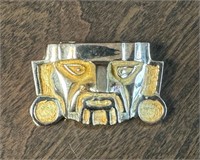 18K Gold Aztec Face Motif Necklace Slide
