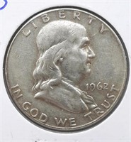 1962-D Franklin Half Dollar Coin  90% Silver
