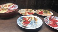 Set Of (4) Christmas Dessert Plates