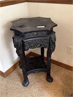 Ironwood Heavily Inlaid Octagonal Side Table with
