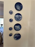 Ten pcs Danish Blue and White Collector Plates inc