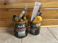TWO CANS OF WOOD WORKING TOOLS