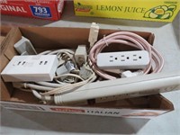 BOX OF  ELECTRIC STRIPS & MULTI PLUGS