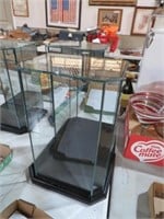 GLASS DISPLAY CASE WITH WOOD BASE