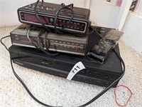 (2) GE Clock Radios and VHS Player