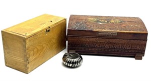 Wood Boxed and Metal Lidded Ink Well
- largest