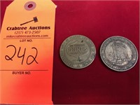 2 vintage metal dollar tokens "The Dunes"