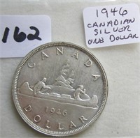 1946 Canadian Silver One Dollar Coin