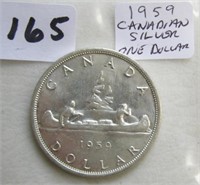 1959 Canadian Silver One Dollar Coin