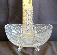 Crystal Footed Etched Clear Glass Basket