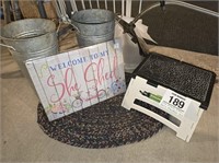 Galvanized planters, She-Shed sign 12" x 17" & ...