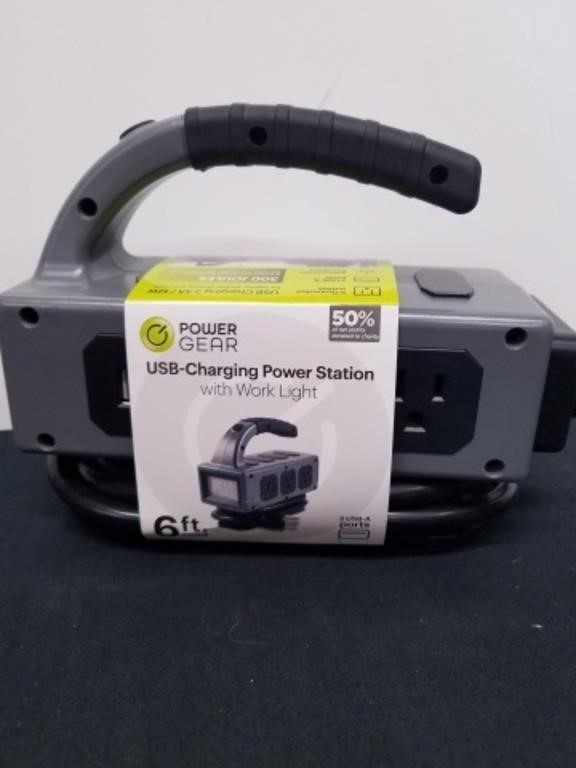 New USB charging power station with work light