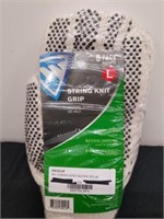 New six pack size large string knit grip gloves