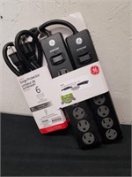 New 2pac, six outlet 3 ft surge protectors